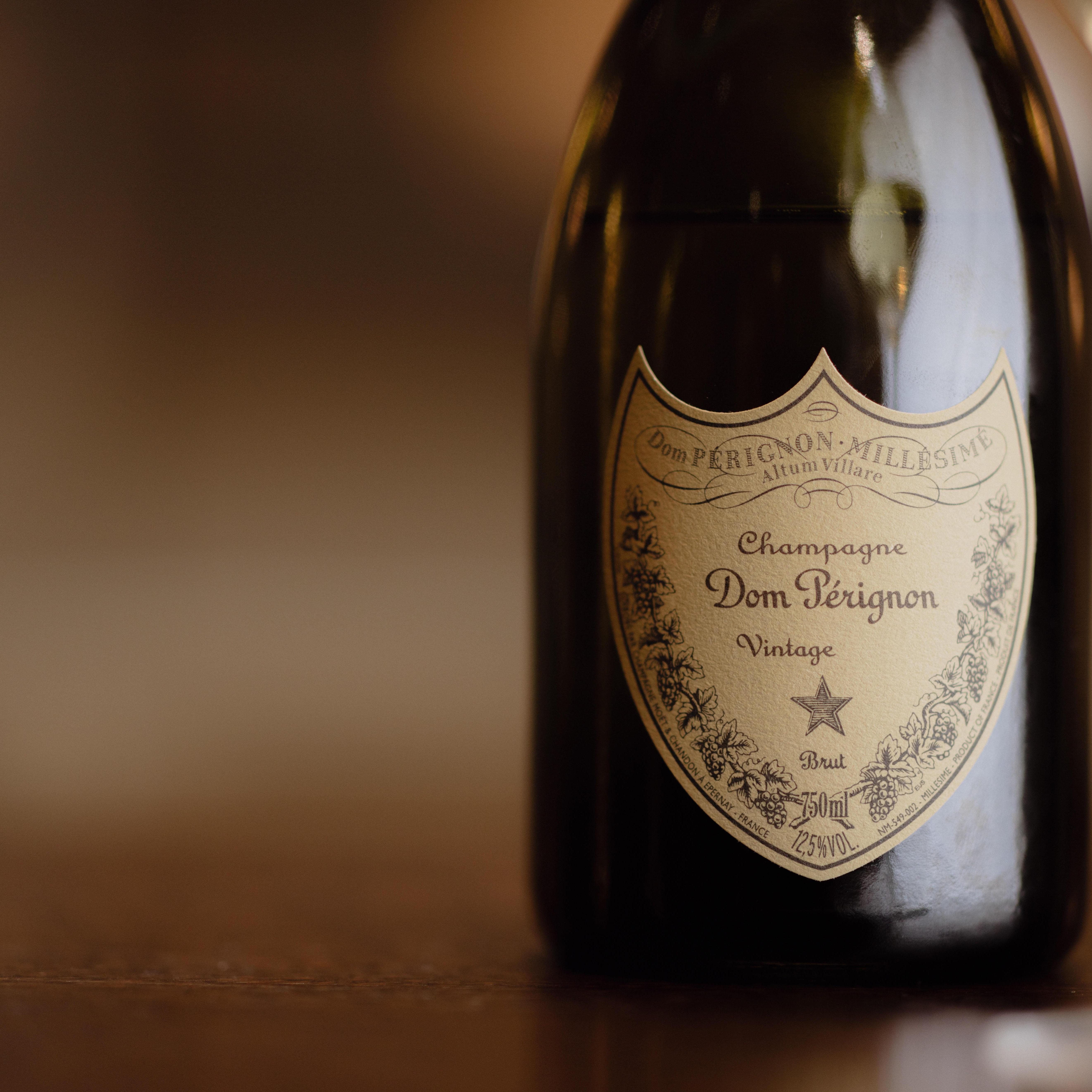 A close up of Champagne Dom Perignon 2015. 